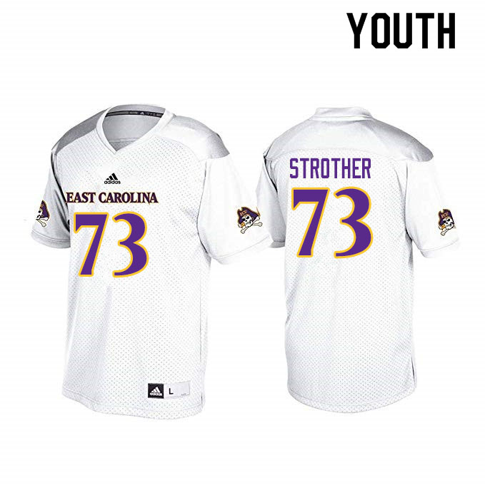 Youth #73 Nishad Strother ECU Pirates College Football Jerseys Sale-White - Click Image to Close